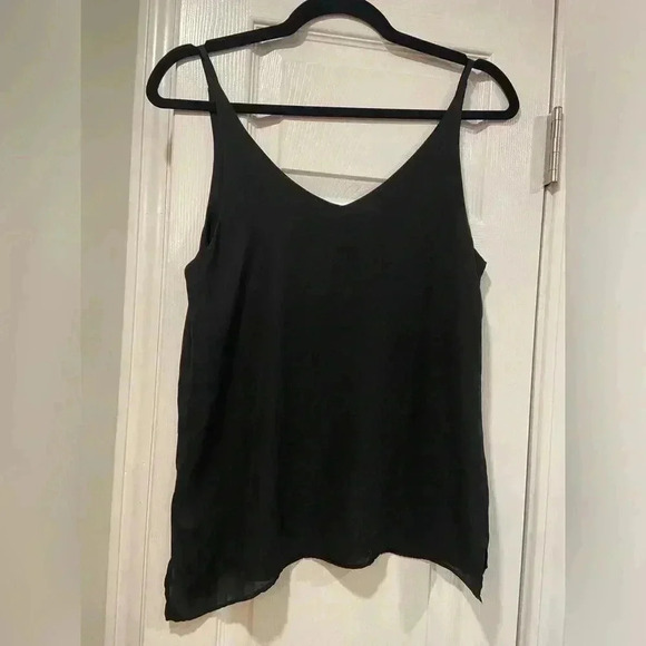 Shinestar Plain Black Sheer Cami Flowy Spaghetti Straps V Neck Size S - Picture 6 of 9